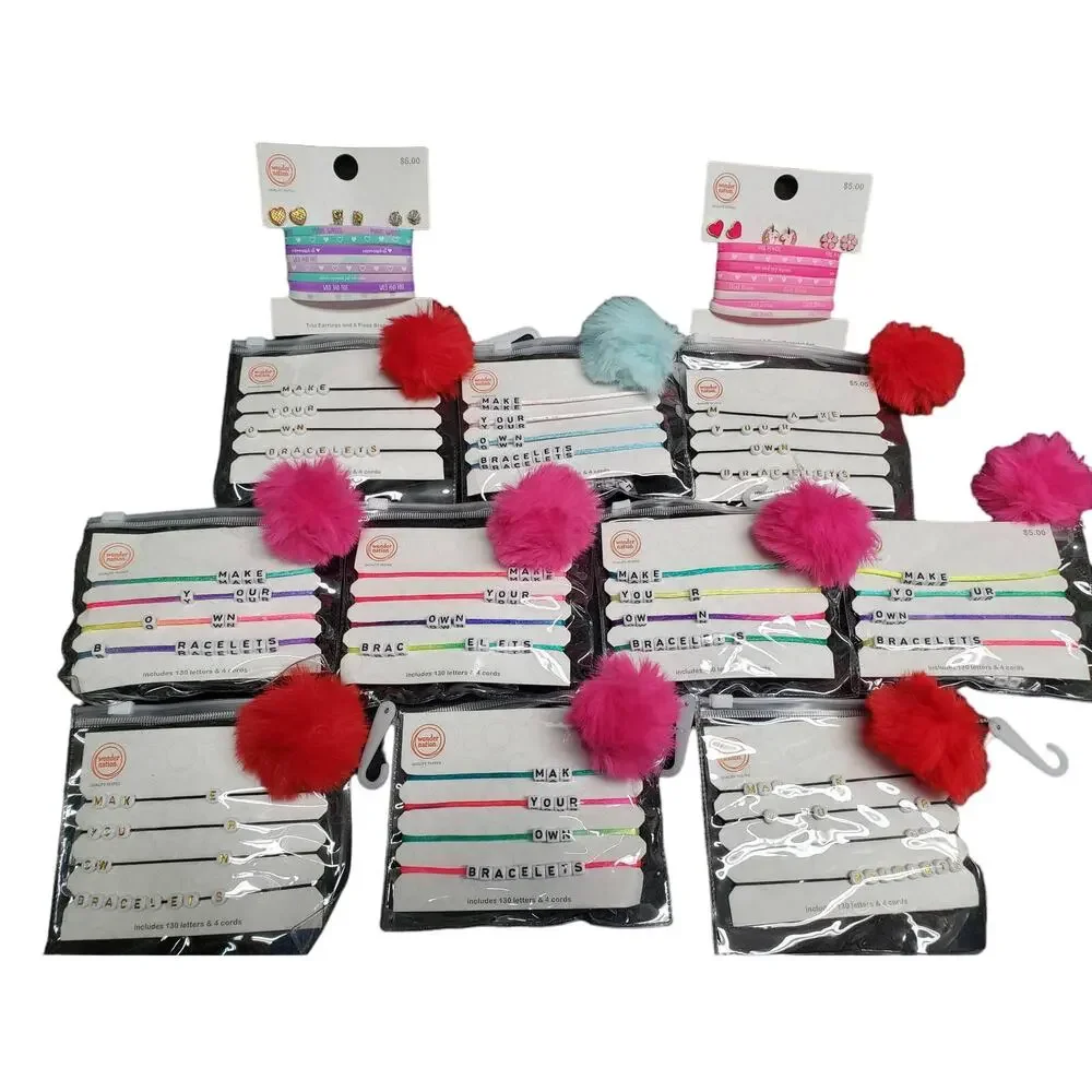 Make Your Own Bracelets (10) & Earring Bracelet Jewelry Set (2) Heart & Unicorn